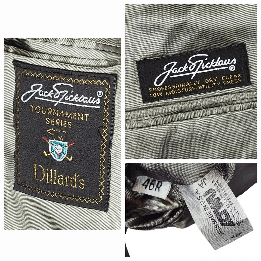 Vtg Jack Nicklaus Blazer 46R Men‎ Black Tournament Series Sport Coat Preppy Golf